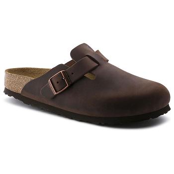 Boston Birkenstock Soft Footbed Oiled Kozene Damske Káva | SK 234DFM